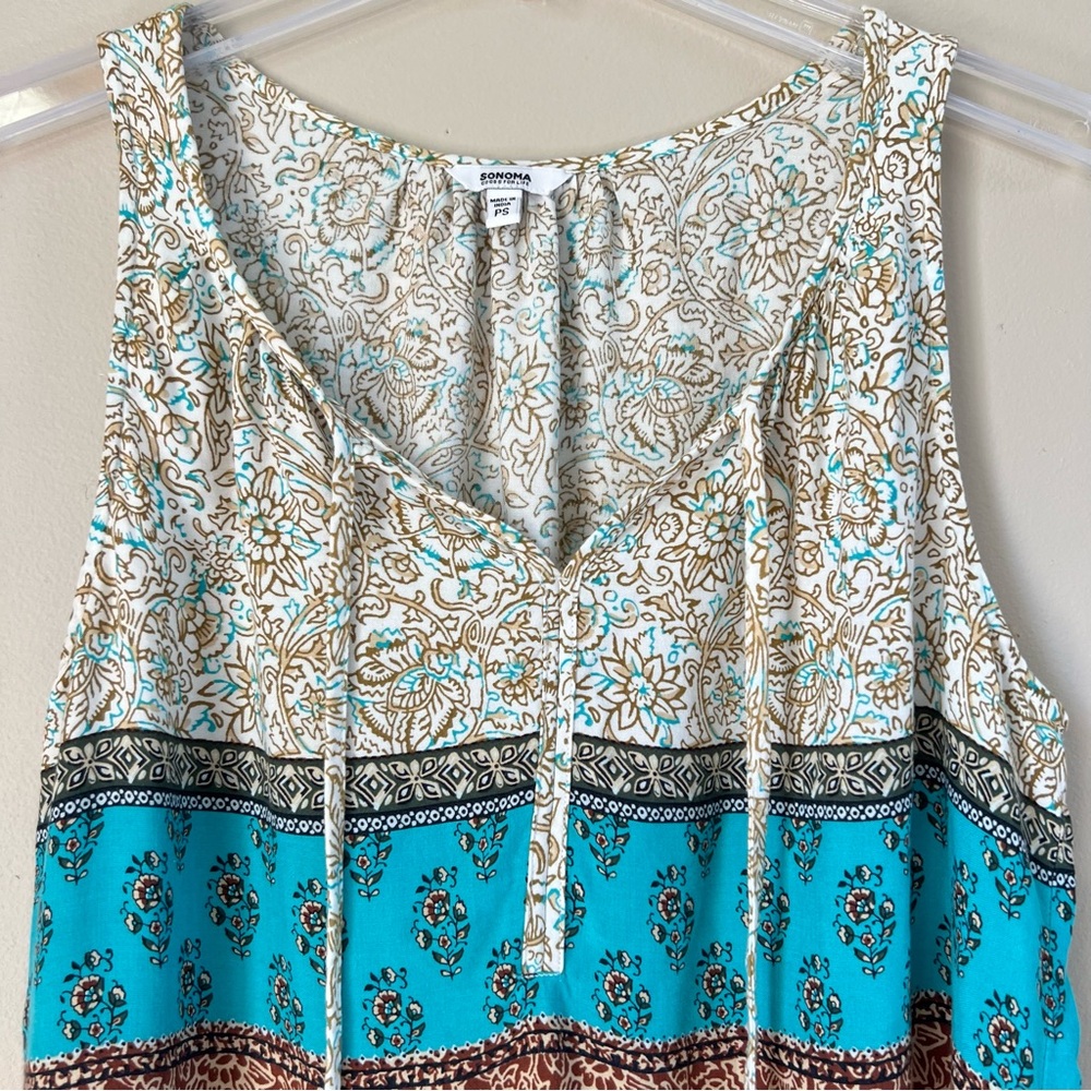 Sonoma Goods for Life Sleeveless Boho Mixed Print Tiered Rayon Tank Top Size S - Picture 5 of 10